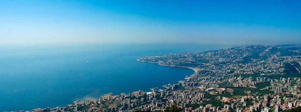 Aerial panoramic view to Jounieh city and bay, Lebanon — Stock Photo, Image