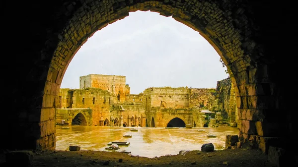 Vista interior del Castillo de Krak des Chevaliers Siria — Foto de Stock