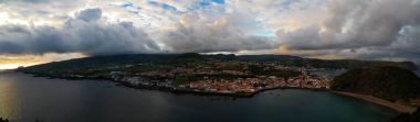 Porto PIM Bay Sanset görünümünden Dağı Guia Faial Adası, Azores, Portekiz