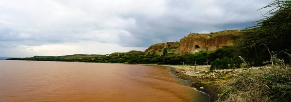 Paisagem da costa do lago Langano, Oromia, Etiópia — Fotografia de Stock
