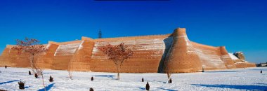Kış panoramik için Ark Kalesi Buhara, Özbekistan