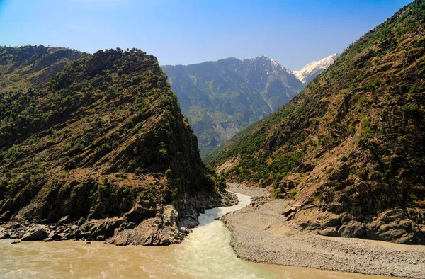 Confluencia de los ríos Spat Gah e Indus, Gilgit-jalá Pakistán — Foto de Stock