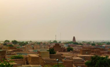 Agadez eski şehir, hava, Nijer Hava günbatımı panoramik görünümü