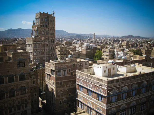 Veduta aerea della città vecchia di Sanaa, Yemen — Foto Stock