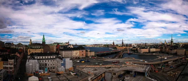 Panorama-luftaufnahme nach stokholm vom katarinischen aussichtspunkt bei stokholm, schweden — Stockfoto