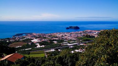 Hava görünümüne adacık Vila Franca do Campo, Sao Miguel, Azores, Portekiz