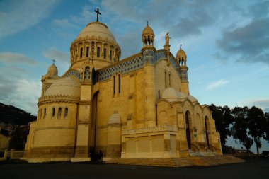 Exterior view to Cathedrale Notre Dame dAfrique at Algiers, Algeria clipart