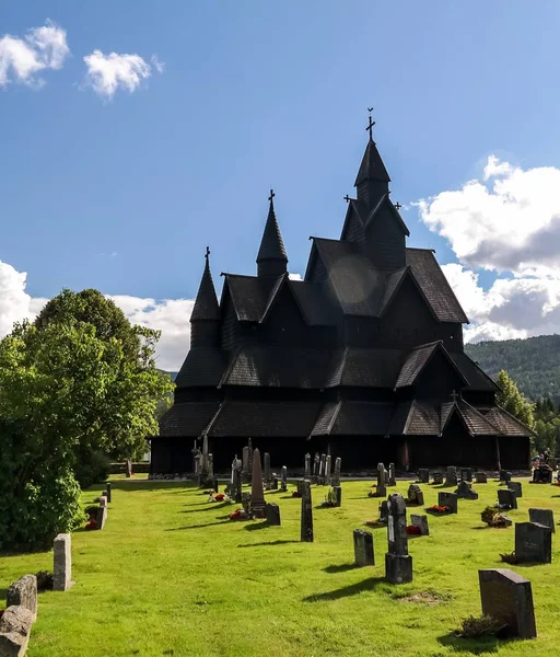 Heddal Roubený kostel, obec Notodden, Norsko — Stock fotografie