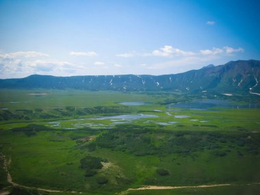 Panorama görünümüne Caldera Uzon volkan, Kamçatka, Rusya Federasyonu