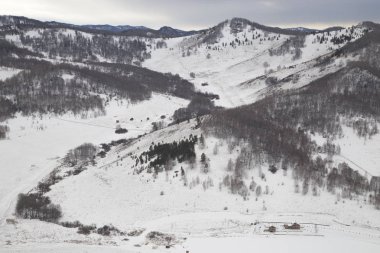 Çiftlik Dağları'nın eteklerinde. Yüksek dağlar tezgah üzerinde 