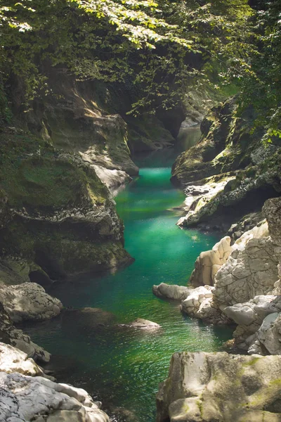 Schlucht in einer Gebirgsschlucht. — Stockfoto