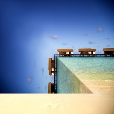 Tropik ada ve kum plaj egzotik seyahat.