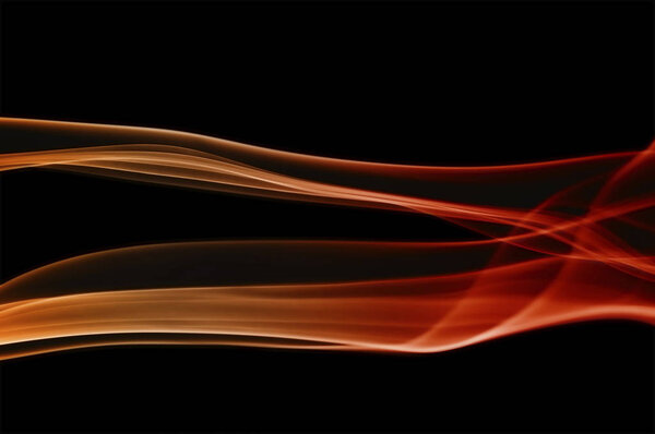 Abstract yorange and red smoke on black background