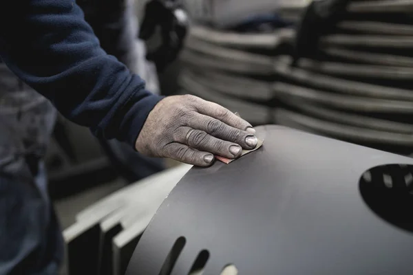 Metalurgie Industria Grea Fabrica Producție Sobe Peleți Grele Cazane Muncitorul — Fotografie, imagine de stoc