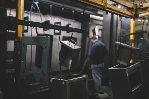 Indústria Metalúrgica Fábrica Para Produção Fogões Pellets Pesados Caldeiras Pintor — Fotografia de Stock