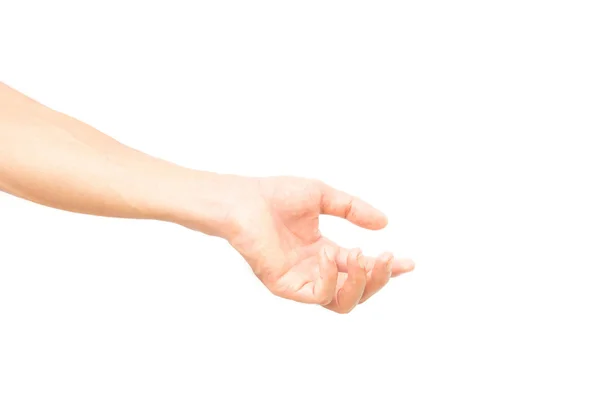 Man arm with blood veins praying on white background — Stock Photo, Image