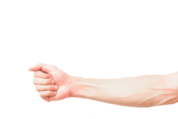 Brazo de hombre con venas de sangre sobre fondo blanco, concepto de cuidado de la salud —  Fotos de Stock