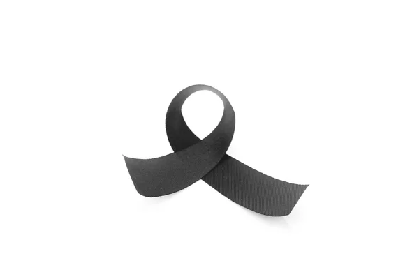 白い背景に喪のための黒いリボンのシンボル — ストック写真