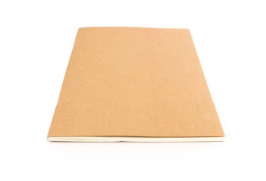 Beyaz arka plan üzerinde kahverengi defter renk