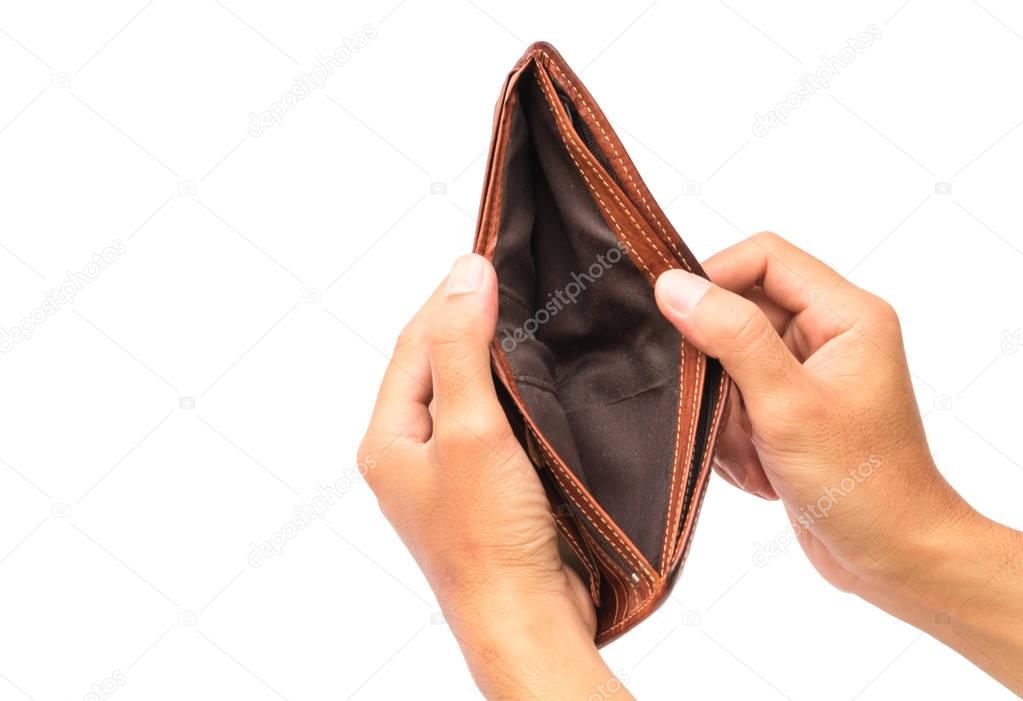 Man hand open an empty wallet on white background Stock Photo by ©mraoraor  129900606