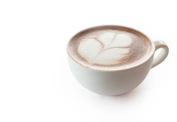 Filiżanka gorącej kawy tulip latte art na białym tle — Zdjęcie stockowe