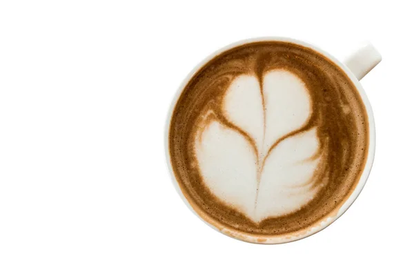 Tulip latte art gorącą kawę z białym tłem — Zdjęcie stockowe