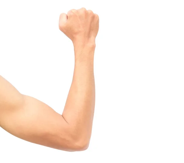 Brazo de hombre fuerte con músculo sobre fondo blanco — Foto de Stock