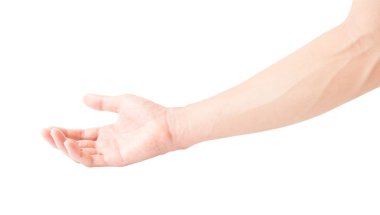 Adam kolunu kan damarları beyaz arka plan, sağlık ve tıp kavramı ile
