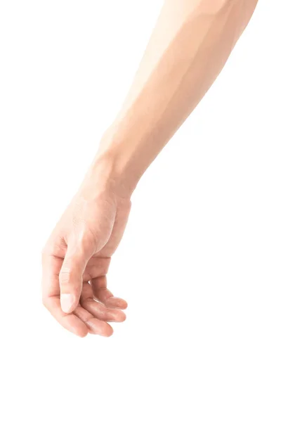 Man arm met bloed aderen op witte achtergrond, gezondheidszorg en medische concept — Stockfoto