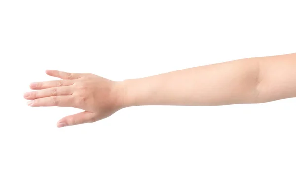 Mujer mano aislar sobre fondo blanco, cuidado de la salud y concepto de belleza — Foto de Stock