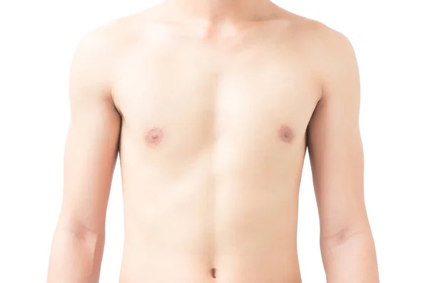 Close-up van lichaam Aziatische jongeman witte achtergrond, gezondheidszorg en medische concept — Stockfoto