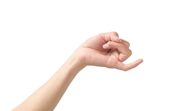 Mano haciendo signo promesa meñique con el dedo meñique aislado fondo blanco — Foto de Stock