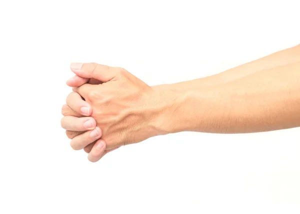 Упражнения на растяжение пальца и руки на белом фоне — стоковое фото