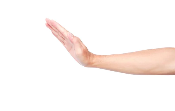 Handstopp-Geste isoliert auf weißem Hintergrund mit Clipping-Pfad — Stockfoto