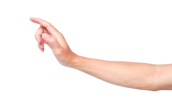 Man hand pointing isolated on white background with clipping path