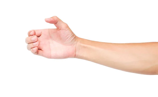 Man hands holding something on white background — Stock Photo, Image