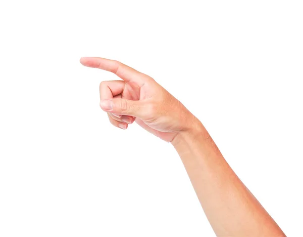 Man hand wijzen geïsoleerd op witte achtergrond met knippen pat — Stockfoto