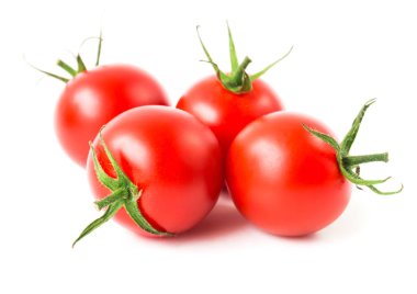 Beyaz arka plan, çiğ gıda ve vegetabl taze kiraz domates
