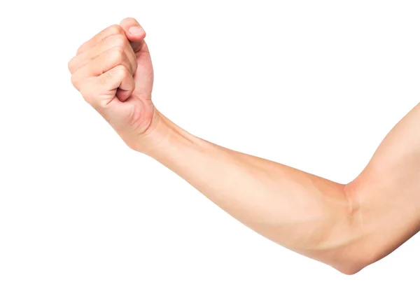 Mușchi puternic al brațului izolat pe fundal alb cu tăiere pat — Fotografie, imagine de stoc