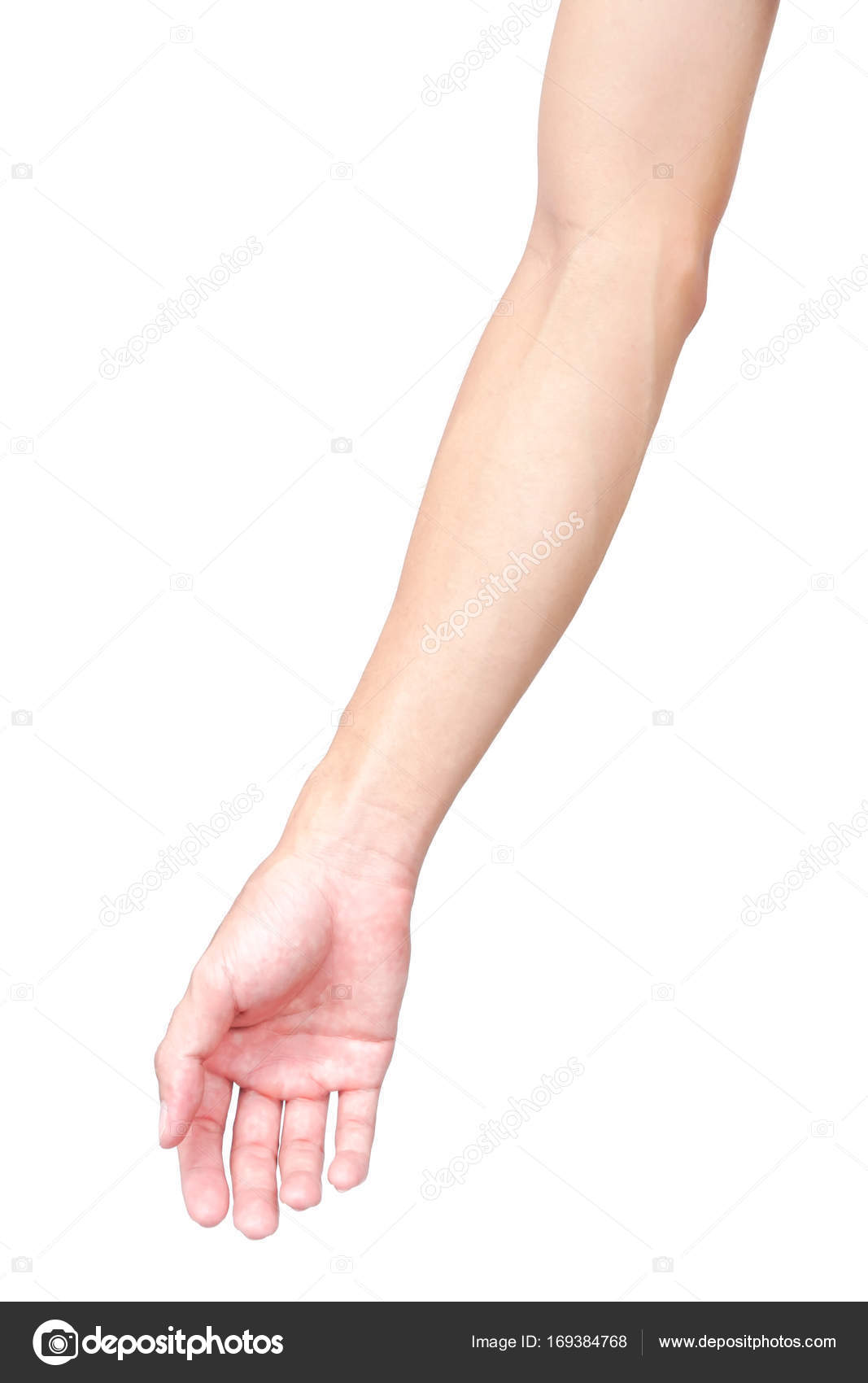 Man arm skin with blood veins on white background, health care and