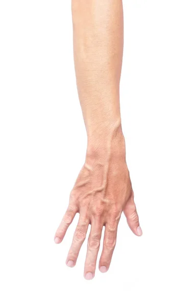 Homem braço pele com veias sanguíneas em fundo branco, cuidados de saúde e conceito médico — Fotografia de Stock