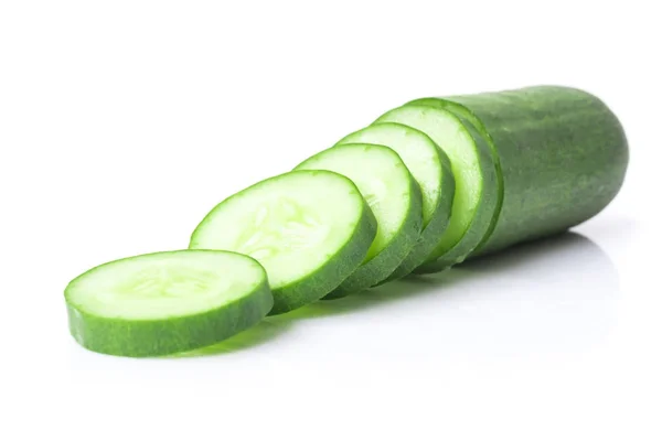 Closeup cucumber sliced on white background, food and vegetable concept — Stock Photo, Image