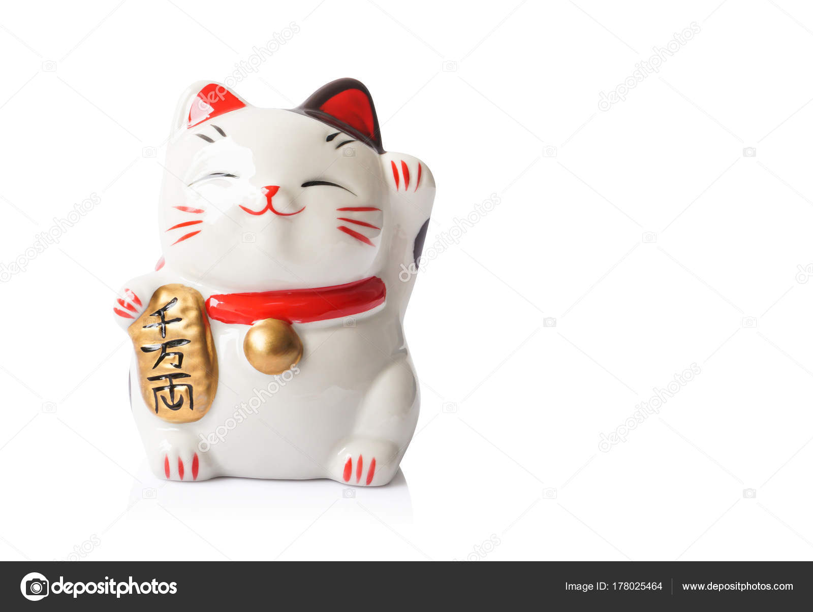 Maneki Neko ceramic japanese lucky cat isolated on white background Stock  Illustration by ©mraoraor #178025464