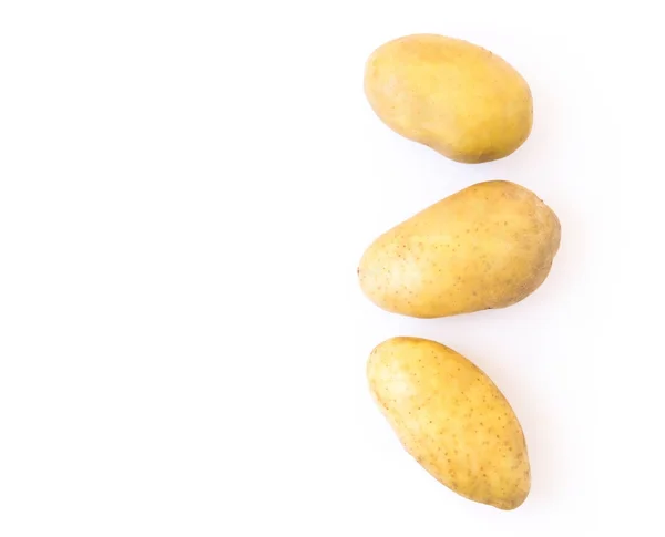 Bovenaanzicht aardappelen geïsoleerd op een witte achtergrond, rauwkost — Stockfoto