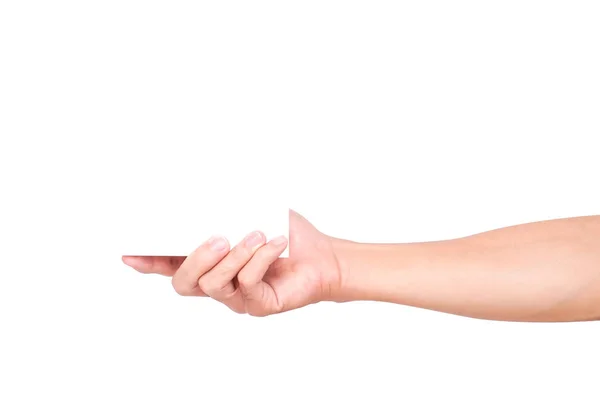 Mão segurando papel branco em branco ou caixa para anunciar texto — Fotografia de Stock