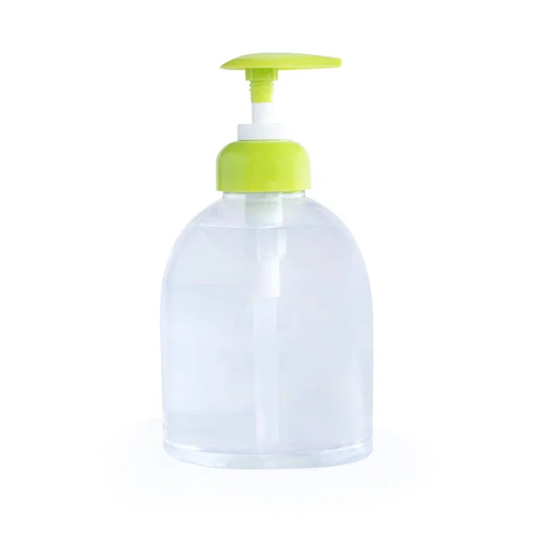 Alcoholgel Plastic Fles Witte Achtergrond Voor Het Wassen Van Hand — Stockfoto