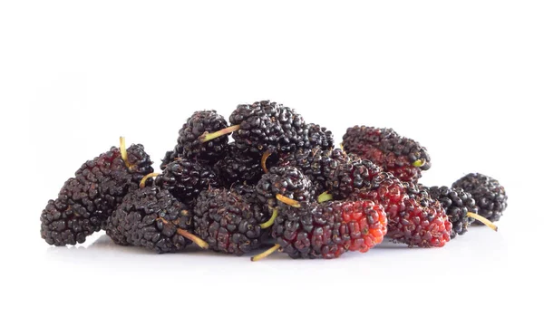 Ripe Mulberries Fruit Isolated White Backgroun Health Care Concept — Stock Photo, Image