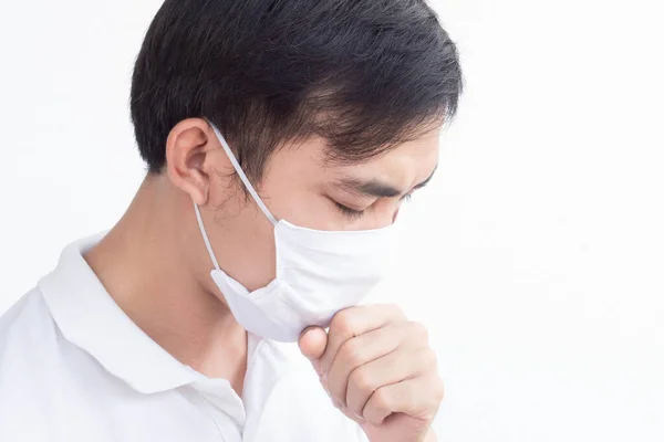 Closeup Man Wearing Face Mask Protect Air Polution Virus Covid — Stock Photo, Image