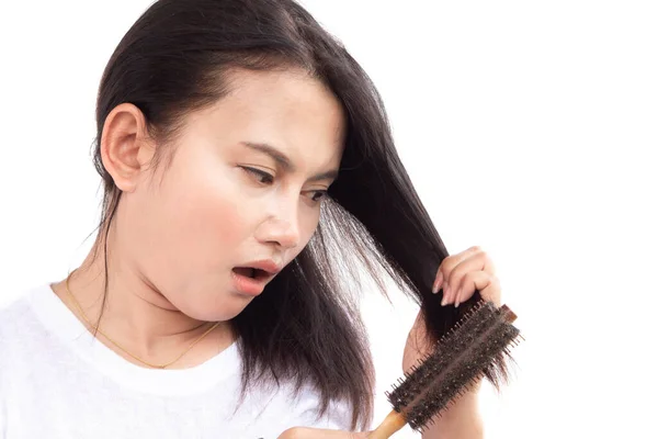 Femme Grave Problème Perte Cheveux Pour Shampooing Soins Santé Concept — Photo