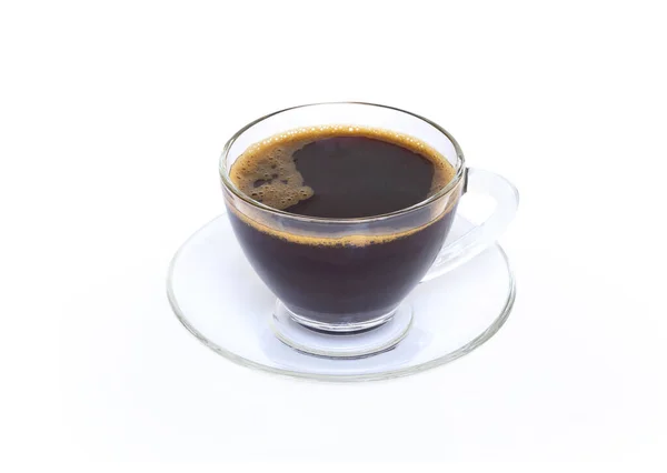 Primer Plano Vaso Café Americano Caliente Aislado Sobre Fondo Blanco — Foto de Stock
